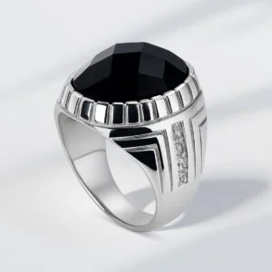 Bague Homme ZAHIR Agate | Acier 316L - Maison ZAFIR