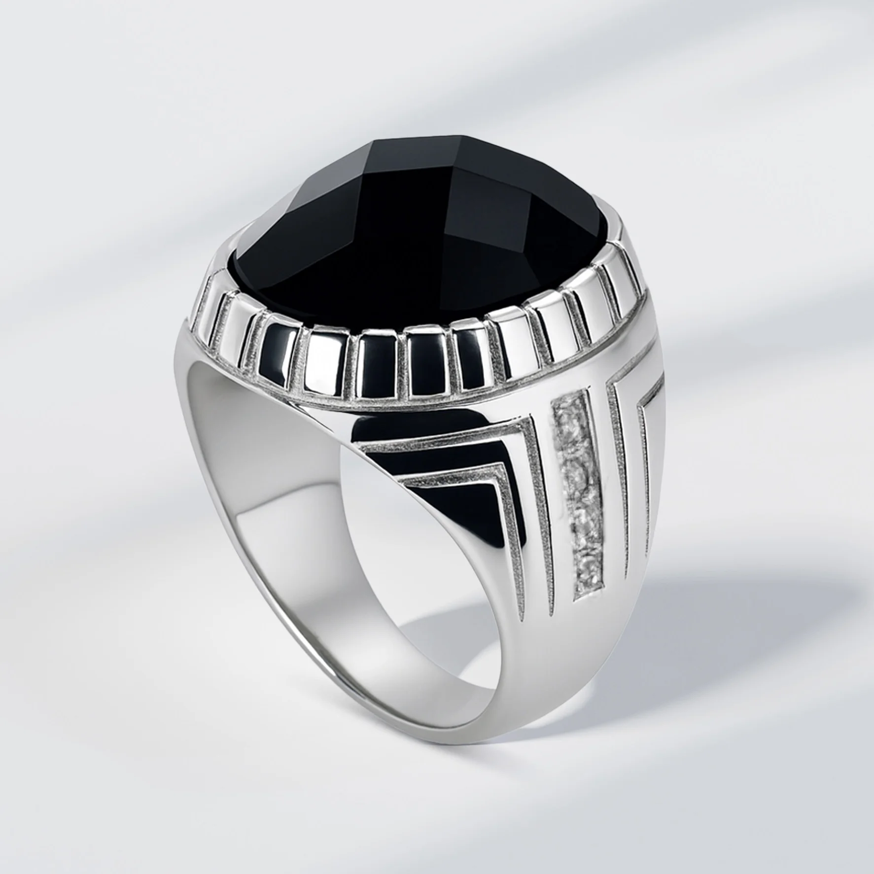 Bague Homme ZAHIR Agate | Acier 316L - Maison ZAFIR