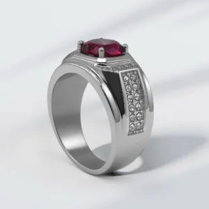 Bague EMIR homme acier inoxydable zircone - Maison ZAFIR