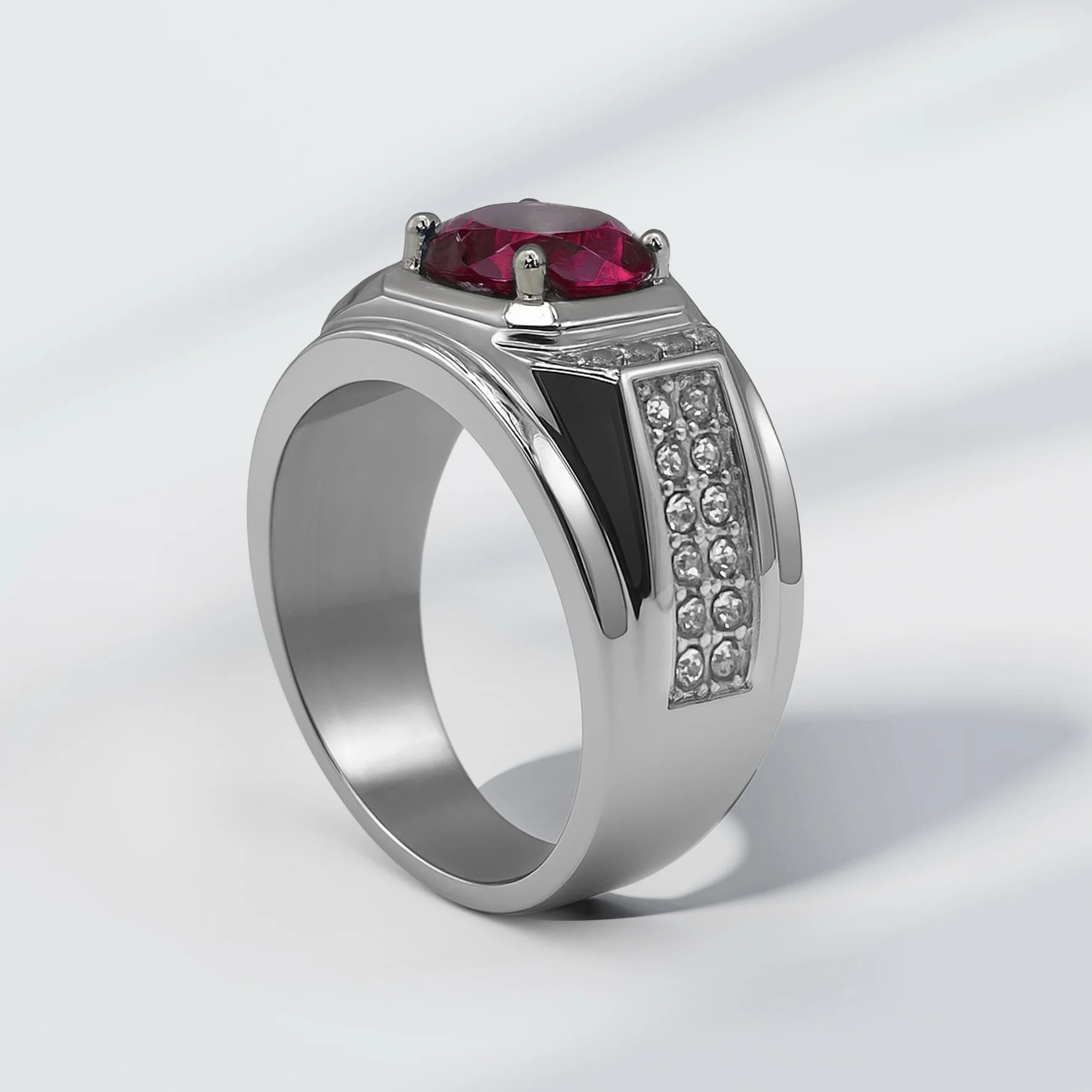Bague EMIR homme acier inoxydable zircone - Maison ZAFIR