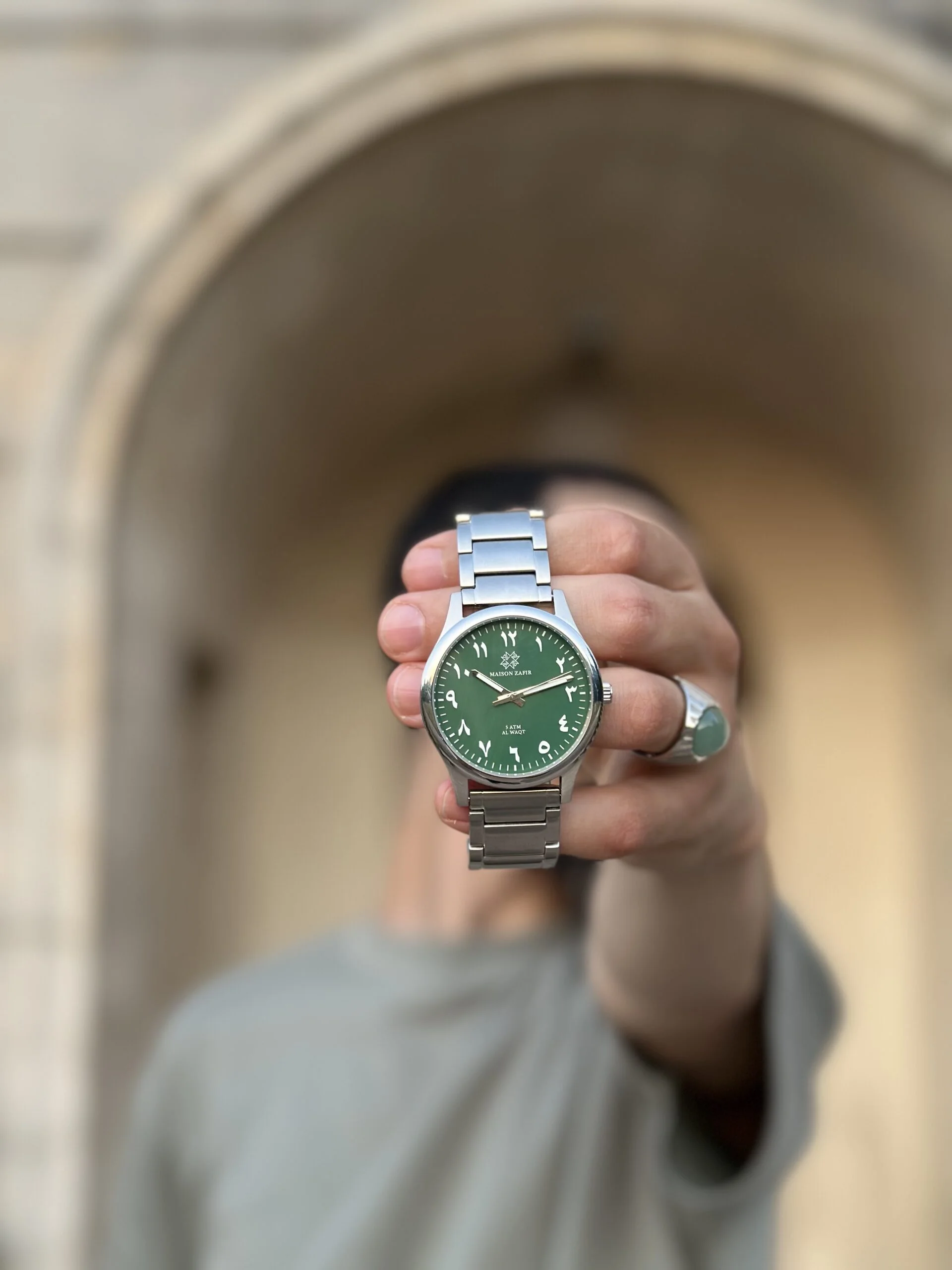 Montre AL WAQT Acier Vert Homme - Maison ZAFIR