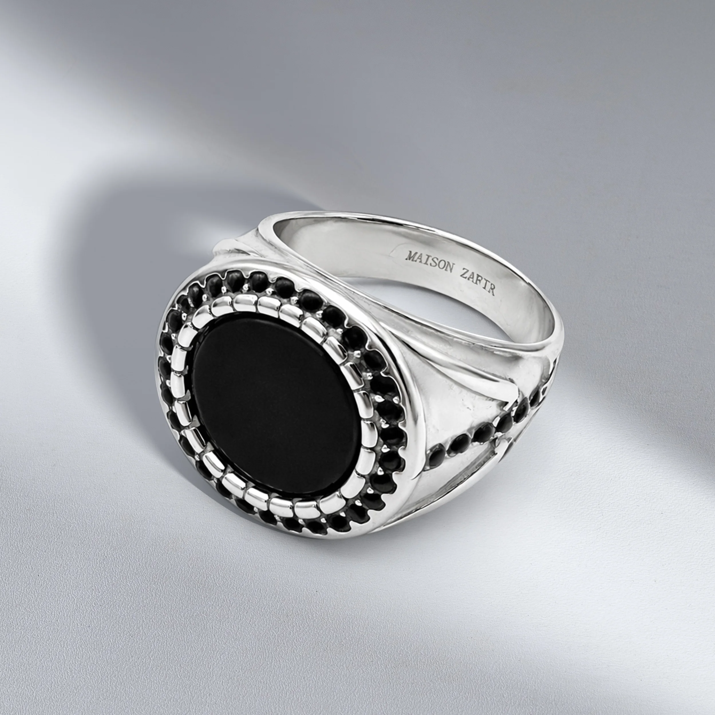 Chevalière homme acier 316L agate noire ORIGIN 01 Maison ZAFIR
