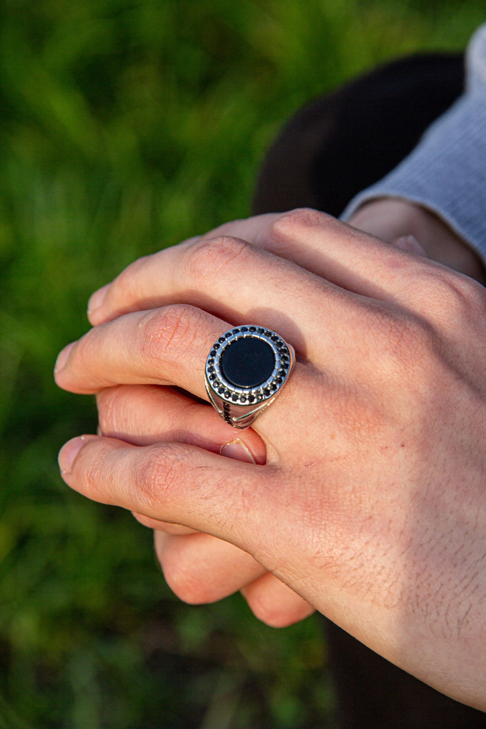 Chevalière homme acier 316L agate noire ORIGIN 01 Maison ZAFIR