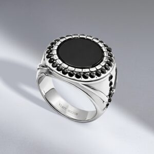 Chevalière homme acier 316L agate noire ORIGIN 01 Maison ZAFIR